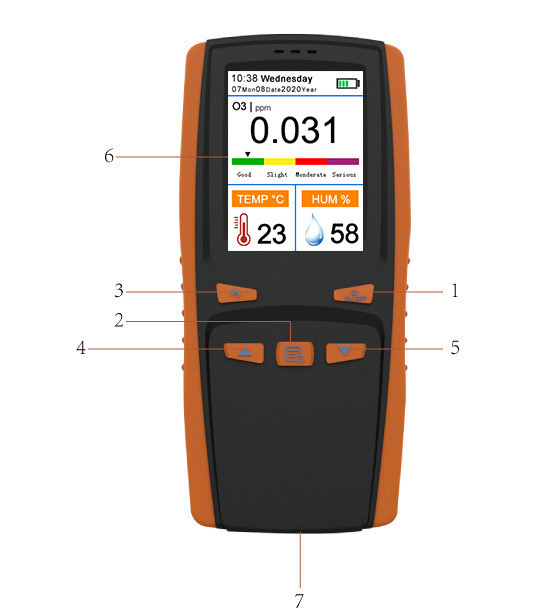 Automatic Calibration Function Portable Gas Detector Ozone O3 In Jamaica TFT LCD Screen