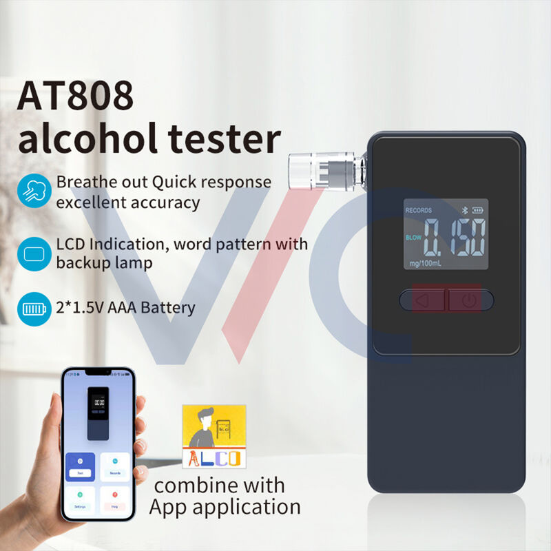 AT808 Portable Alcohol Tester with Advanced Fuel Cell Sensor Bluetooth Connectivity to AlcoCHECK App Large LCD Display