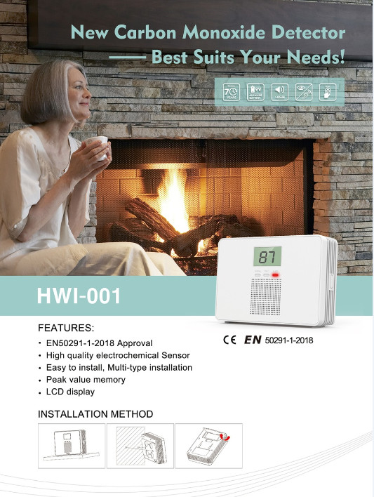 DC9V 25-500ppm Restaurant Smart CO Alarm Detector For Home